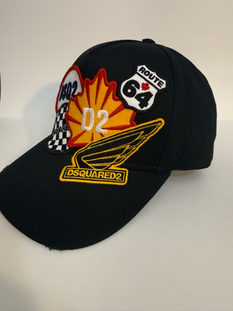 Nwt $239 Dsquared2 Motor Badges Cap Black